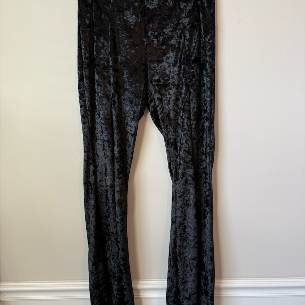 Altar'd State Luxe flare Black Velvet pants size large